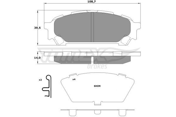 TOMEX BRAKES stabdžių trinkelių rinkinys, diskinis stabdys TX 15-60